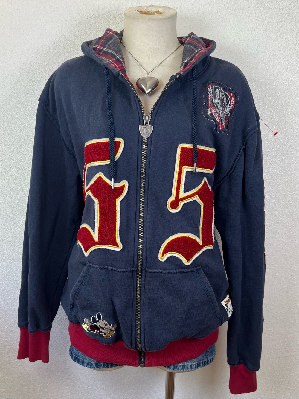 Disneyland Navy Zip-Up Hoodie with Red Appliqué 55